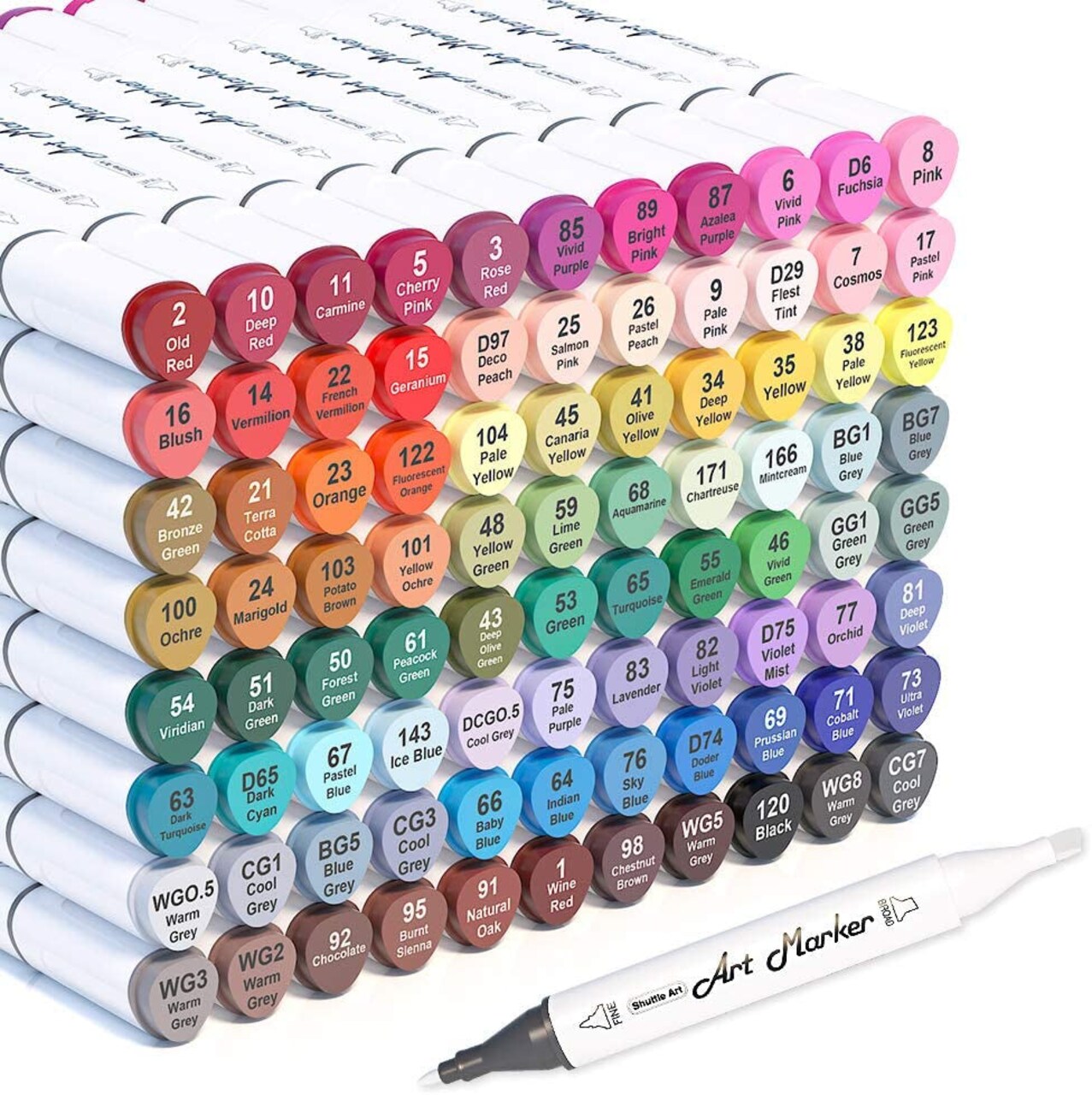 51 Colors Dual Tip Alcohol Based Art Markers, 50 Colors plus 1